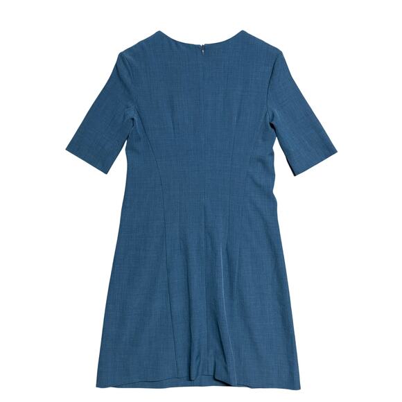 M.M. Lafleur Wondertex Emily Dress Size 4 Square Neck Blue Classic Tailored Cut - Picture 2 of 12